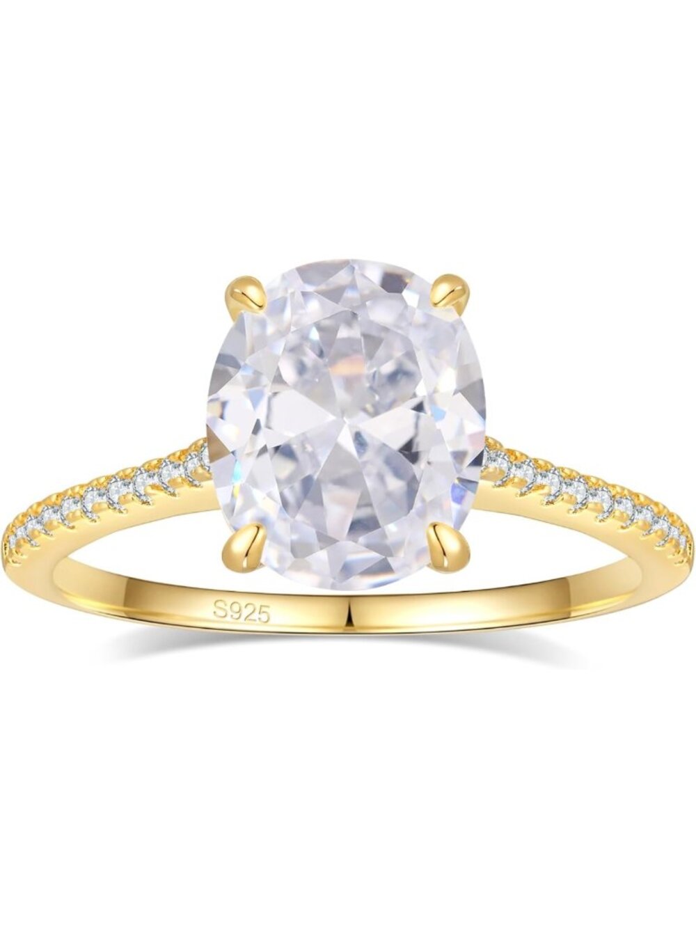 Stunning 925 Sterling Silver CZ Engagement Rings, 18K Gold Plated, Various Cuts